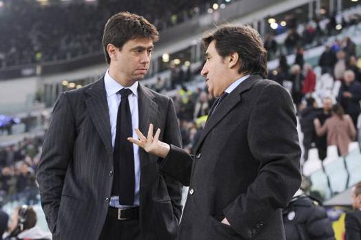 Andrea Agnelli con il collega granata Urbano Cairo. Lapresse